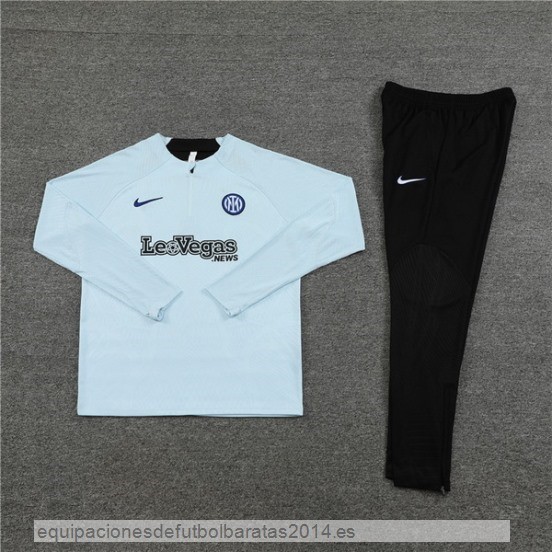 Nuevo Conjunto Completo Sudadera Entrenamiento Niños Inter Milan Jugadores 23/24 Azul Claro Negro Baratas